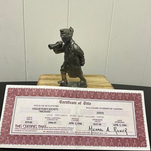 Vintage 1996 Pewter By Ricker Military Bugle Boy Michael Ricker Pewter With COA - Picture 1 of 7